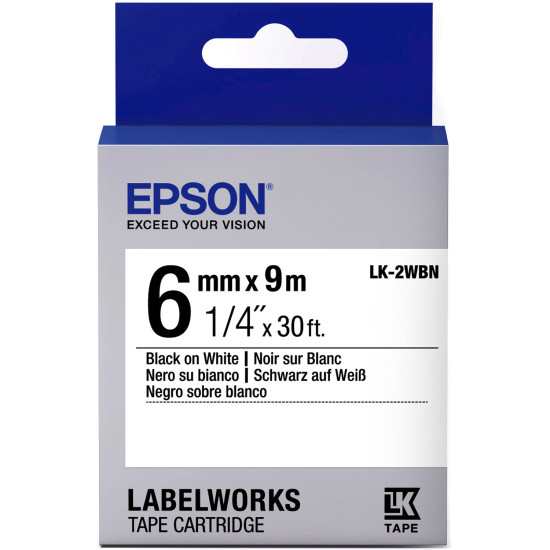LK-2WBN-6MM BLACK ON WHITE TAPE
