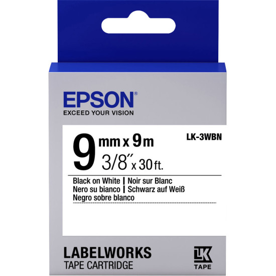 LK-3WBN-9MM BLACK ON WHITE TAPE