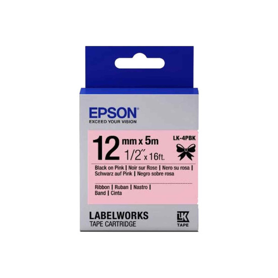 LK-4PBK-12MM BLACK ON PINK (RIBBON)
