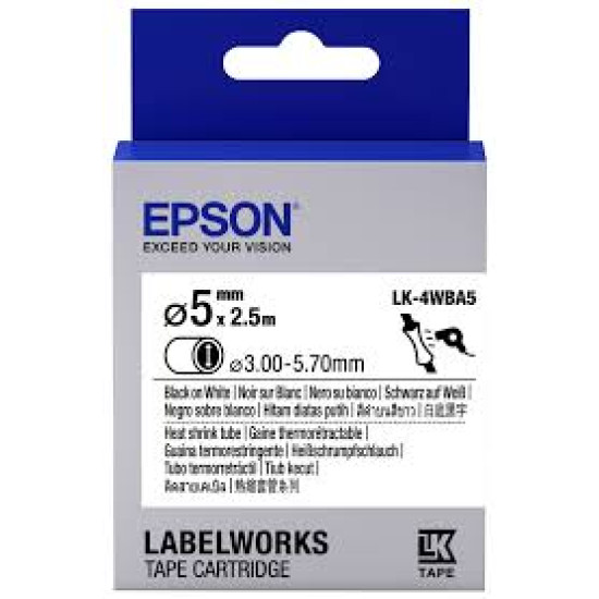 LK-4WBA5-BLACK ON WHITE HT SHRINK DIA.5
