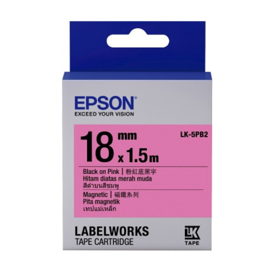 LK-5PB2-18mm Black On Pink Magnetic