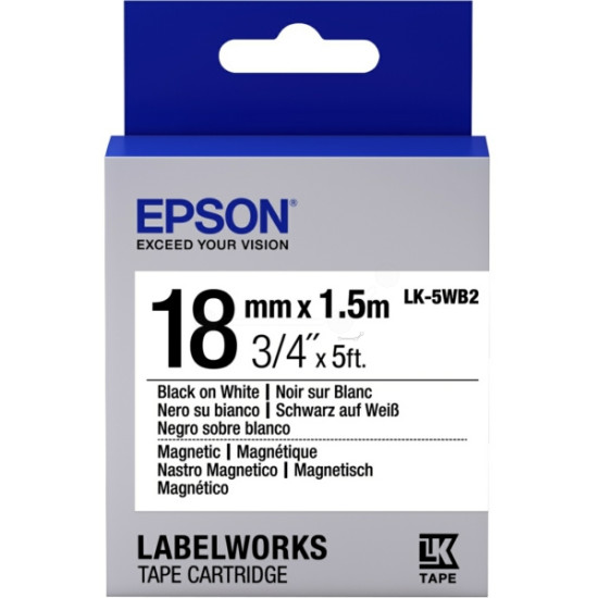 LK-5WB2-18mm Black On White Magnetic