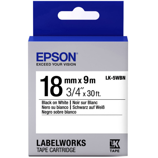 LK-5WBN-18MM BLACK ON WHITE TAPE
