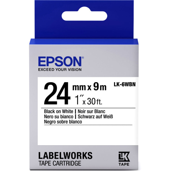 LK-6WBN-24MM BLACK ON WHITE TAPE