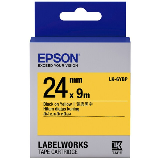 LK-6YBP-24MM BLACK ON YELLOW TAPE