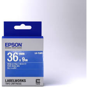LK-7LWV-36MM WHITE ON BLUE TAPE
